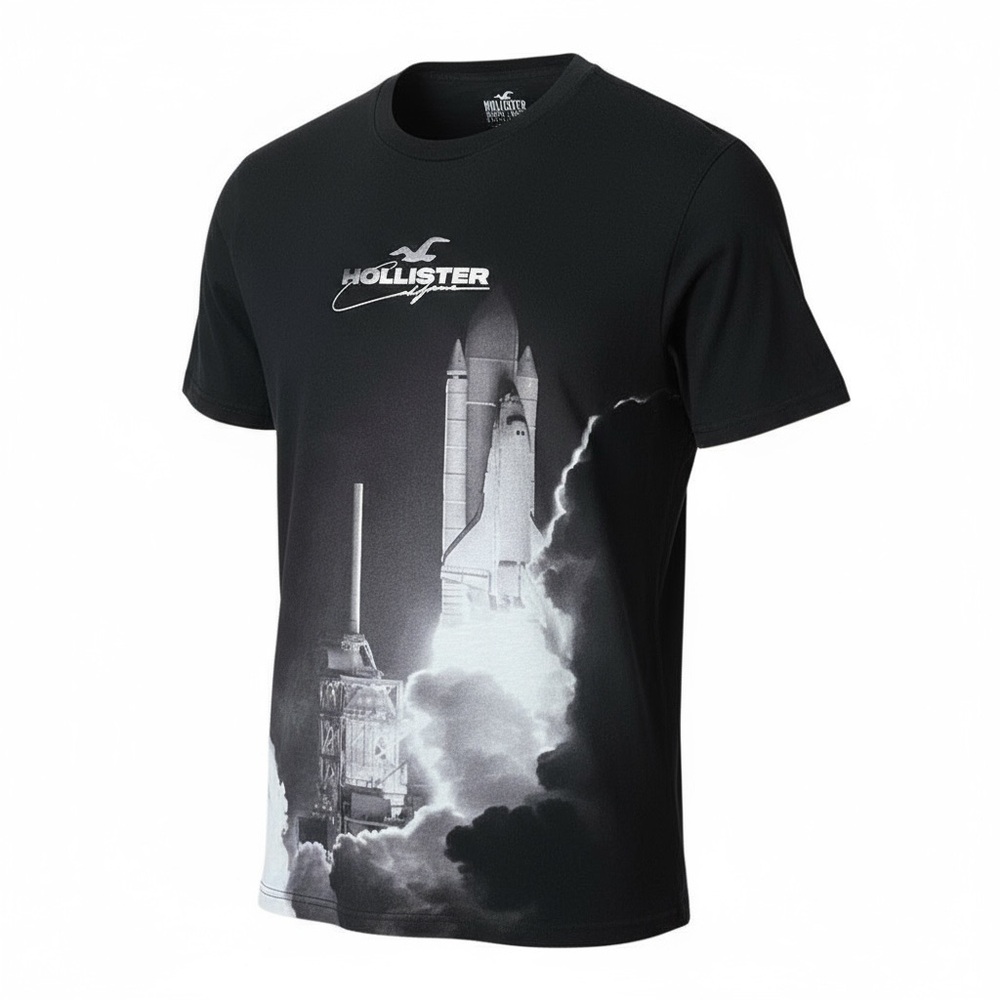 🛰️ Hollister Rocket Launch Graphic Tee Size Large